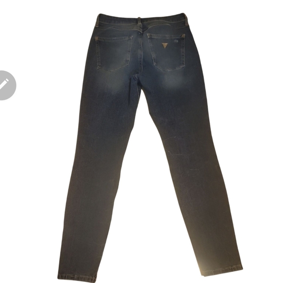 Guess 1981 skinny deconstructed stretch high rise blue denim jeans 27 jeggings - Picture 2 of 5
